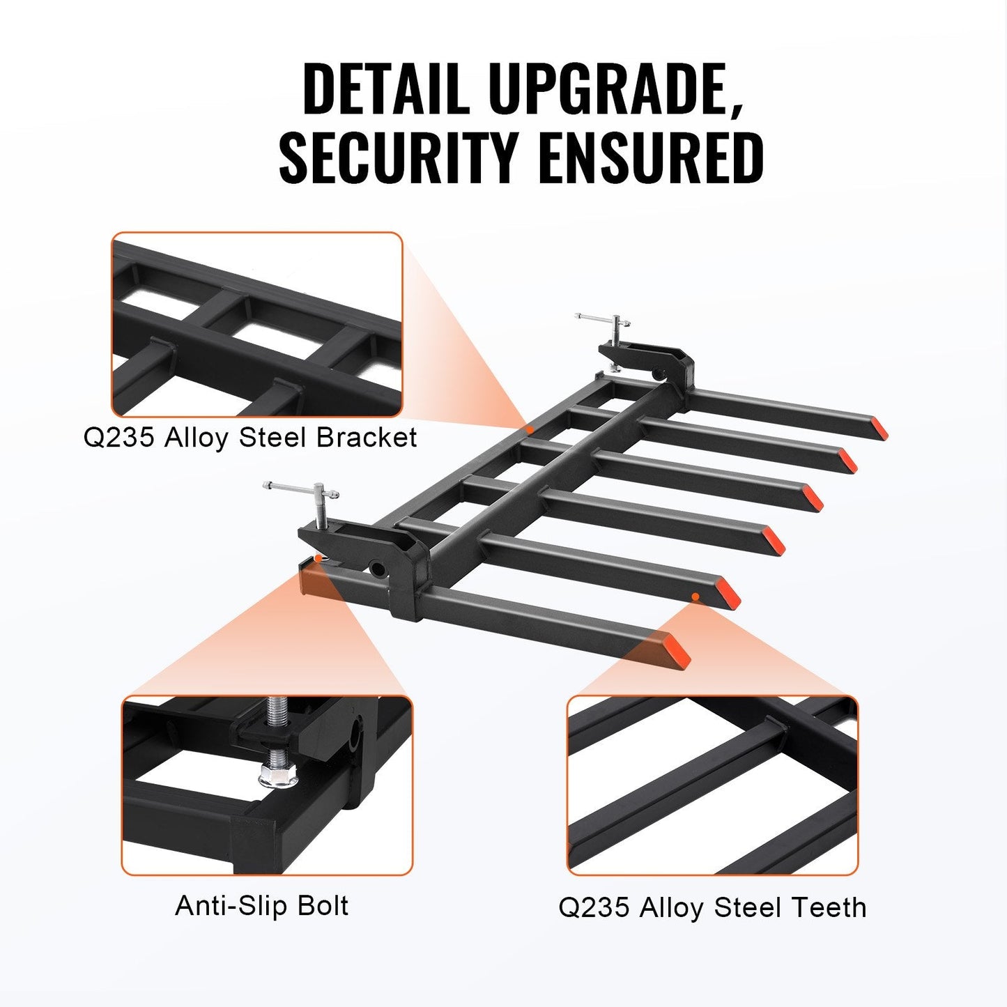 Clamp-On Debris Forks for 1.5m Bucket, 2000kg Capacity for Tractors and Loaders