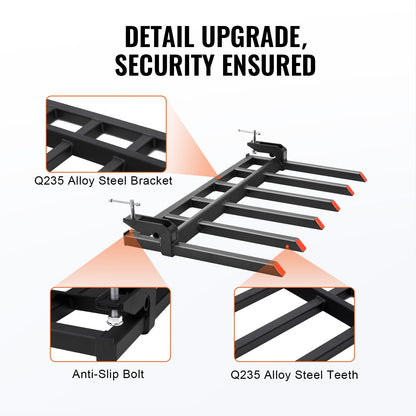 Clamp-On Debris Forks for 1.5m Bucket, 2000kg Capacity for Tractors and Loaders