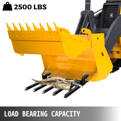 Clamp-On Steel Debris Forks for 1.2m Bucket, 1134kg Capacity Tractor Attachment