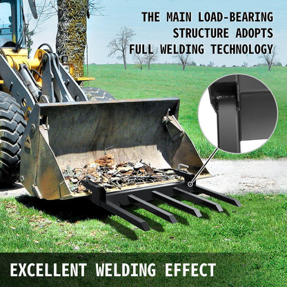 Clamp-On Steel Debris Forks for 1.2m Bucket, 1134kg Capacity Tractor Attachment