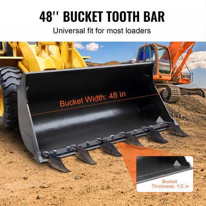 Heavy Duty 1.2m Tractor Bucket Tooth Bar, 6 Teeth, 2000 kg Capacity