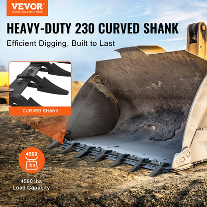 VEVOR Bucket Tooth Bar, 1500mm, Heavy Duty Tractor Bucket 7 Teeth Bar for Loader