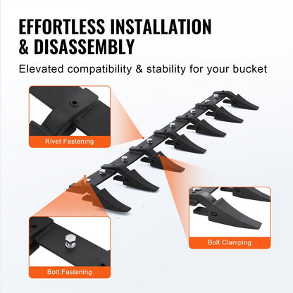 Heavy Duty 1.5m Tractor Bucket Tooth Bar, 7 Teeth, 2000 kg Load Capacity