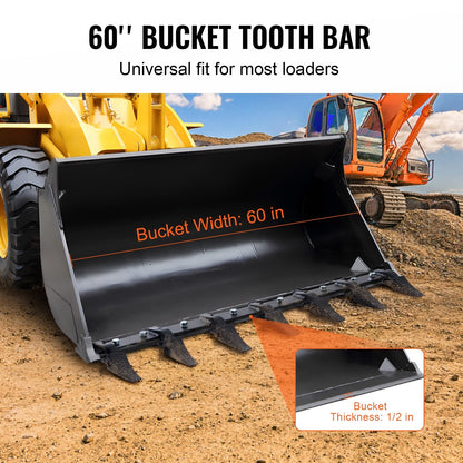 Heavy Duty 1.5m Tractor Bucket Tooth Bar, 7 Teeth, 2000 kg Load Capacity