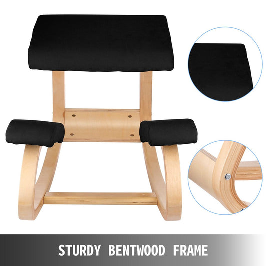 Ergonomic Wooden Kneeling Chair with Memory Foam Cushions, 150 kg Capacity