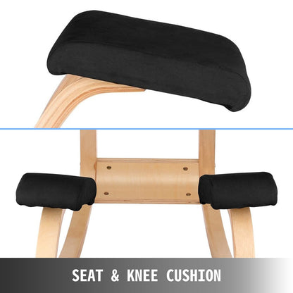 Ergonomic Wooden Kneeling Chair with Memory Foam Cushions, 150 kg Capacity