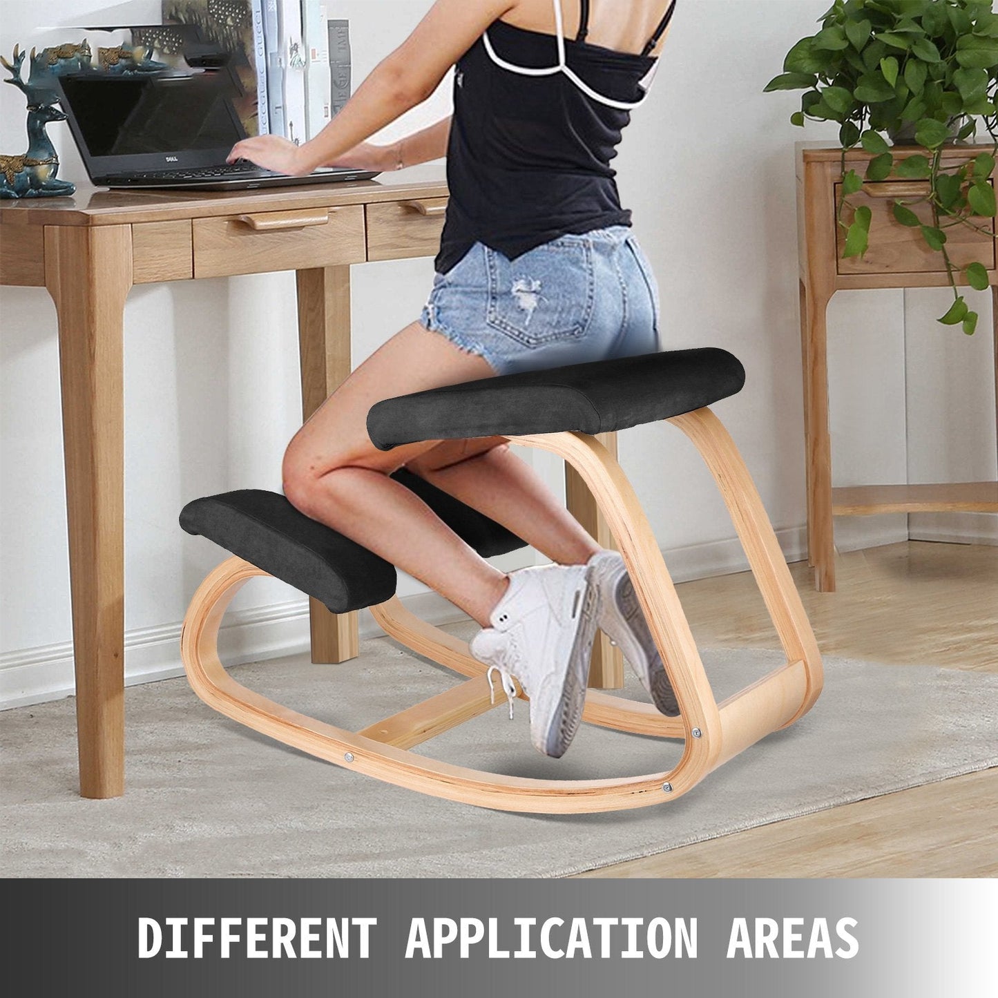 Ergonomic Wooden Kneeling Chair with Memory Foam Cushions, 150 kg Capacity