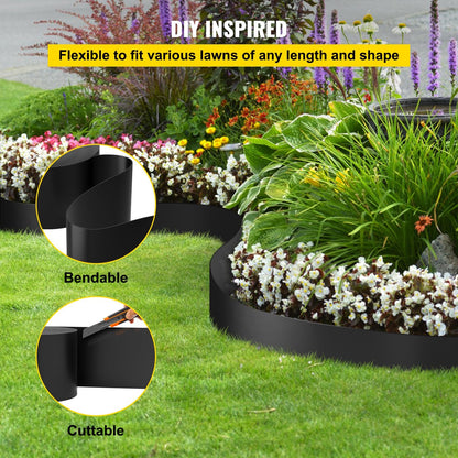 Flexible HDPE Landscape Edging, 25.4 cm Depth, 45.7 m Length, Black