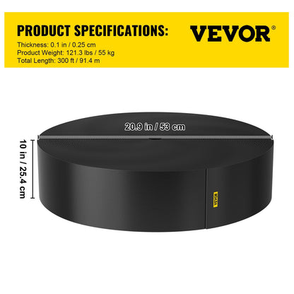 Flexible HDPE Landscape Edging, 25.4cm Height, 91.44m Length, Black