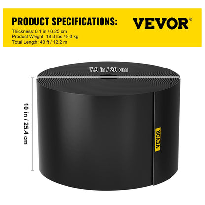 Flexible Recycled HDPE Landscape Edging - 12.2m Length, 25.4cm Height, Black