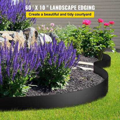 Flexible HDPE Landscape Edging, 25.4cm Depth, 18.3m Length, Black