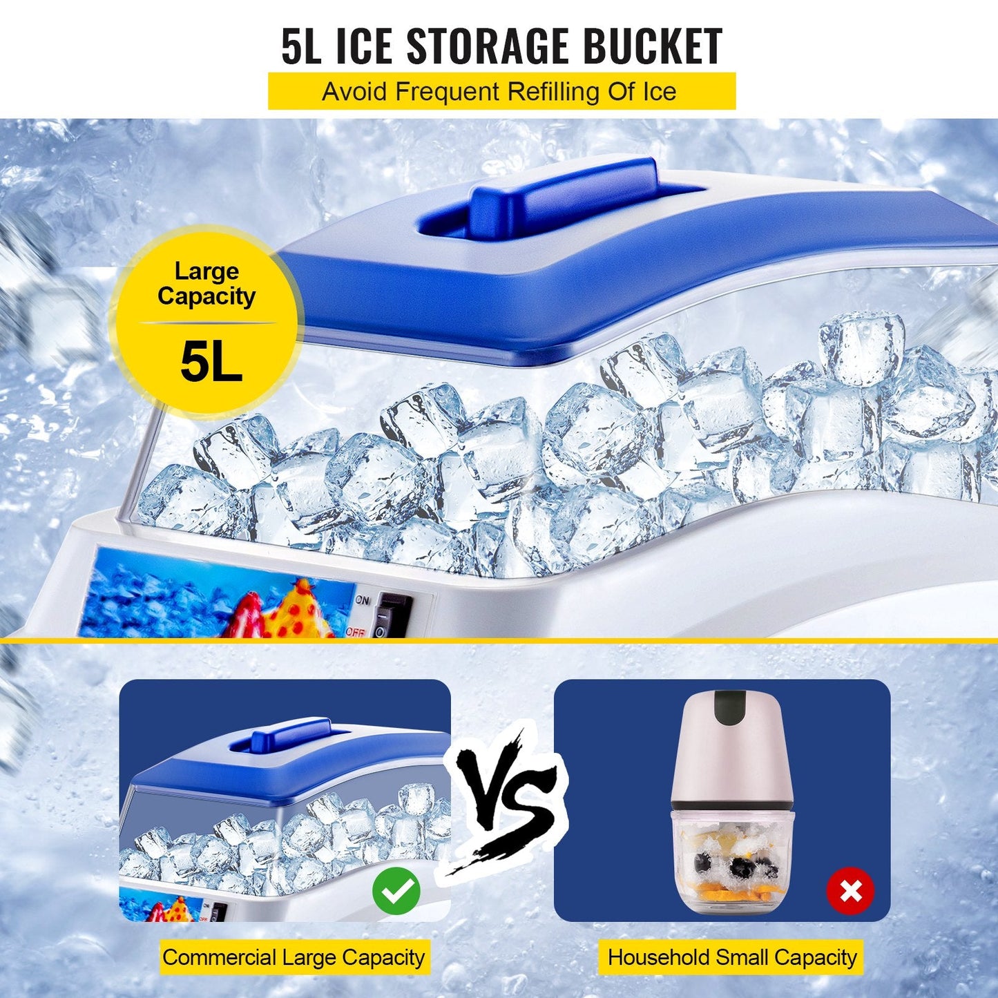 Commercial Ice Shaver & Snow Cone Maker, 200 kg/hr, 0.28x0.37x0.55 m, 13 kg