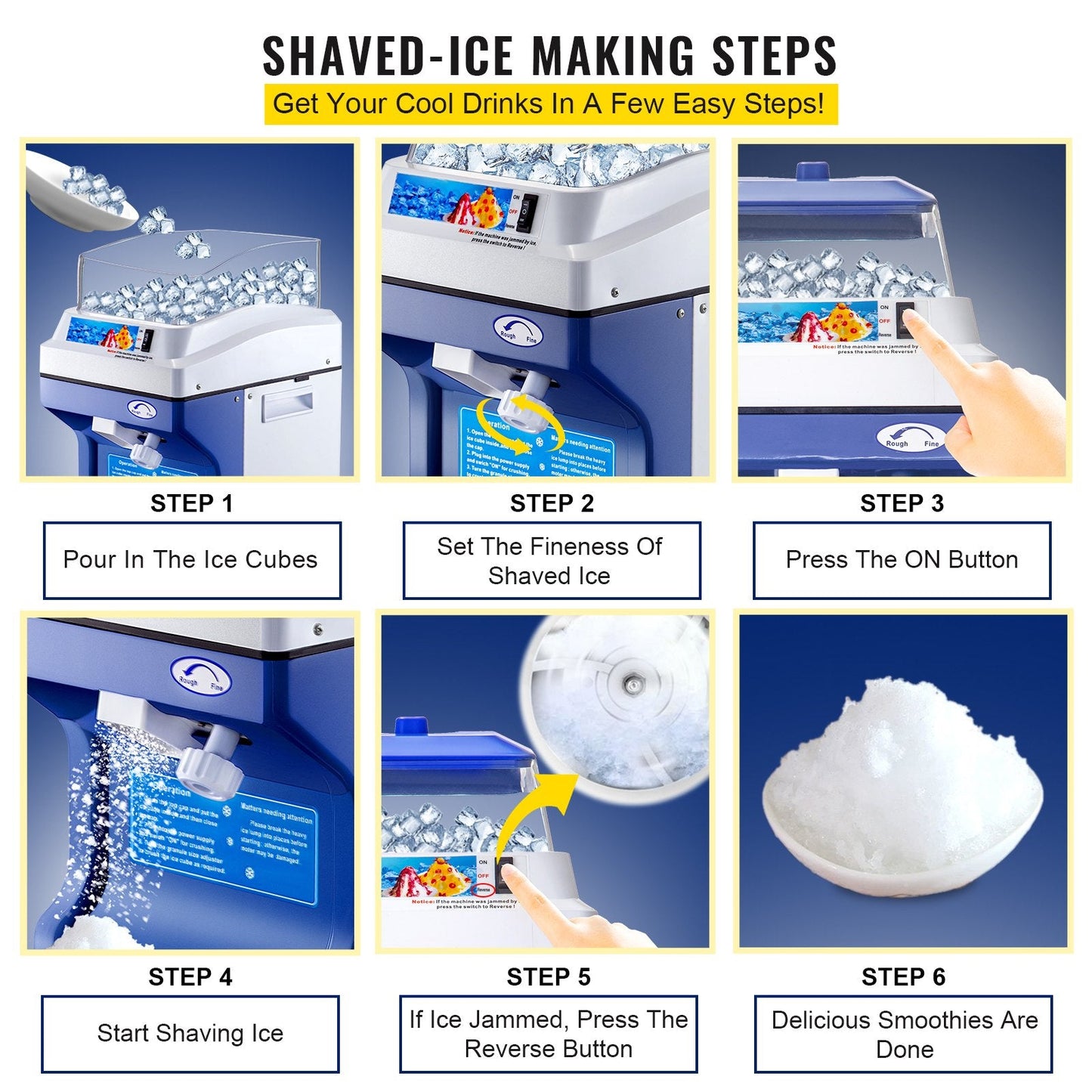 Commercial Ice Shaver & Snow Cone Maker, 200 kg/hr, 0.28x0.37x0.55 m, 13 kg