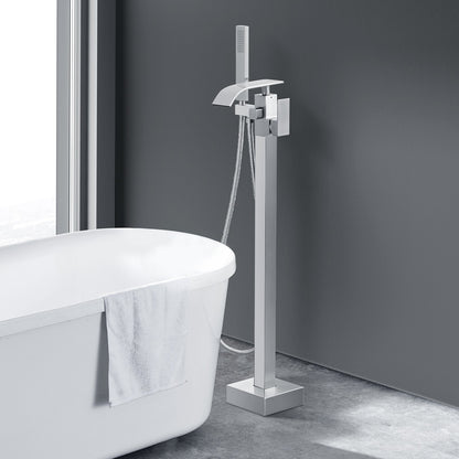 VEVOR Freestanding Bathtub Faucet, Floor Mount, Freestanding Tub Filler, Shower