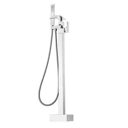 Freestanding Bathtub Faucet, Floor Mount, Freestanding Tub Filler, Shower Mixer Taps, Two Water Modes, 360° Swivel Spout, for Bathing & Showering Pet Bathing Cleaning Drains Toilet Flushing