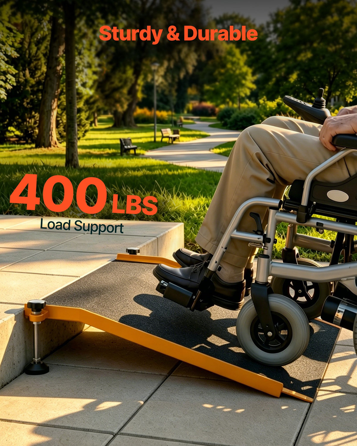 Threshold Ramp for Doorways, 670 x 810 mm, Platform Aluminum Wheelchair Ramp with Adjustable Height, Non-Slip Door Threshold Ramps, 181.4 kg Load Capacity, for Home Steps, Wheelchairs, Walkers