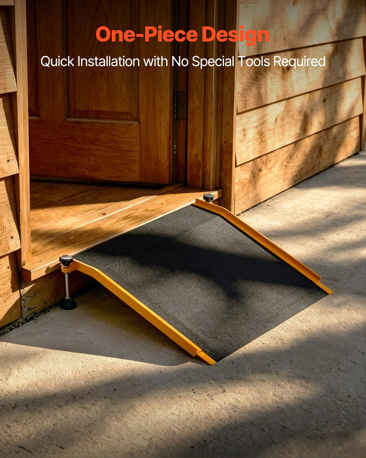Threshold Ramp for Doorways, 670 x 810 mm, Platform Aluminum Wheelchair Ramp with Adjustable Height, Non-Slip Door Threshold Ramps, 181.4 kg Load Capacity, for Home Steps, Wheelchairs, Walkers