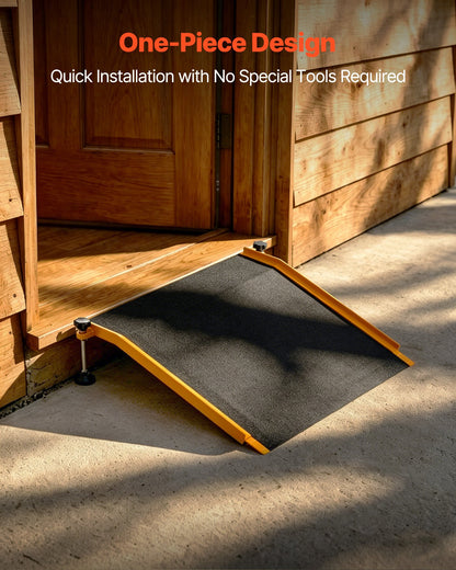 Threshold Ramp for Doorways, 670 x 810 mm, Platform Aluminum Wheelchair Ramp with Adjustable Height, Non-Slip Door Threshold Ramps, 181.4 kg Load Capacity, for Home Steps, Wheelchairs, Walkers