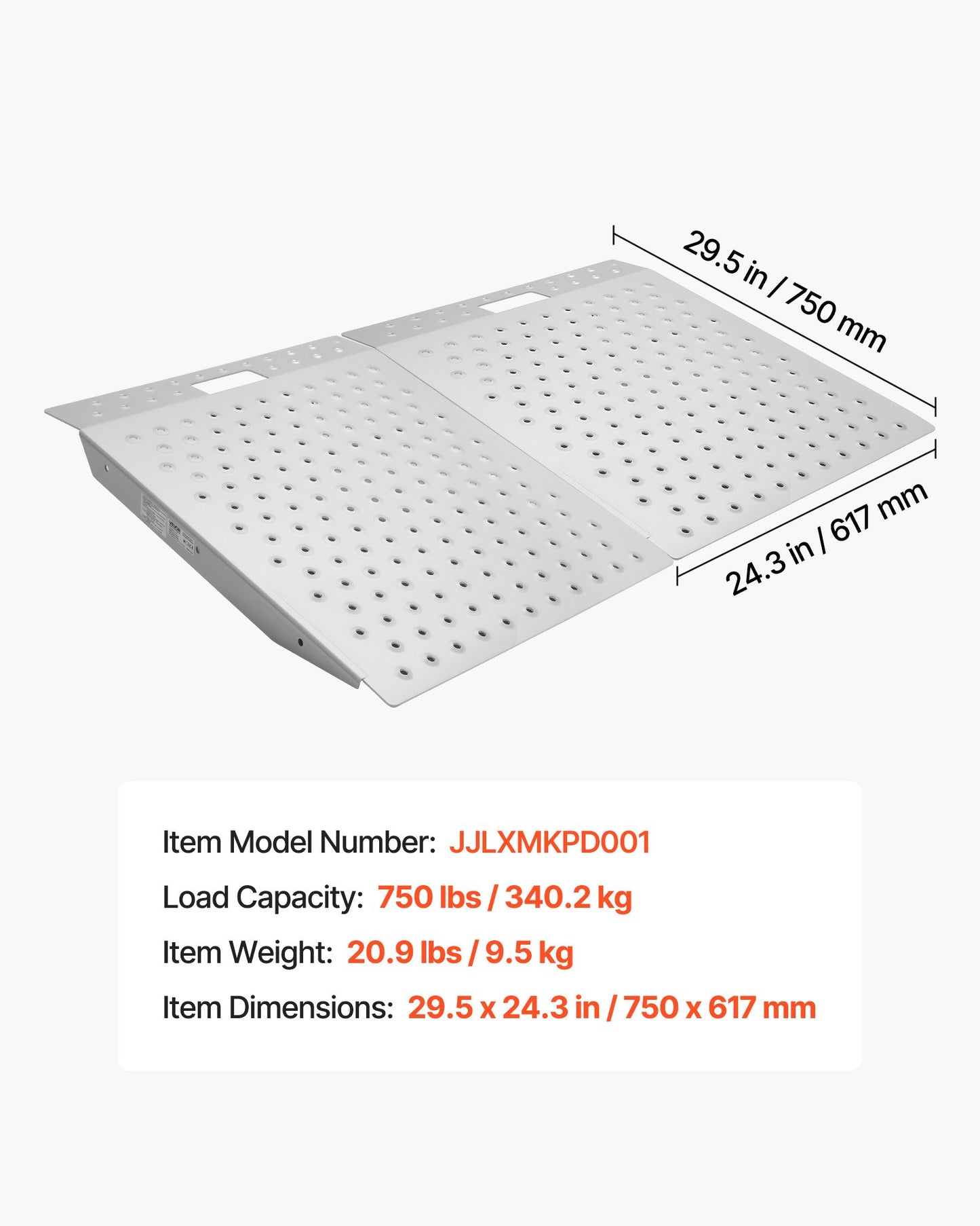 Threshold Ramp for Doorways, 750 x 617 mm, Platform Aluminum Wheelchair Ramp, Non-Slip Door Threshold Ramps, 340.2 kg Load Capacity, for Home Steps, Curbs, Wheelchairs, Walkers, Scooter, Carts