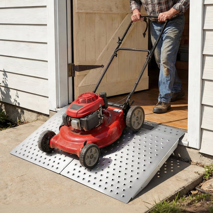Threshold Ramp for Doorways, 750 x 617 mm, Platform Aluminum Wheelchair Ramp, Non-Slip Door Threshold Ramps, 340.2 kg Load Capacity, for Home Steps, Curbs, Wheelchairs, Walkers, Scooter, Carts