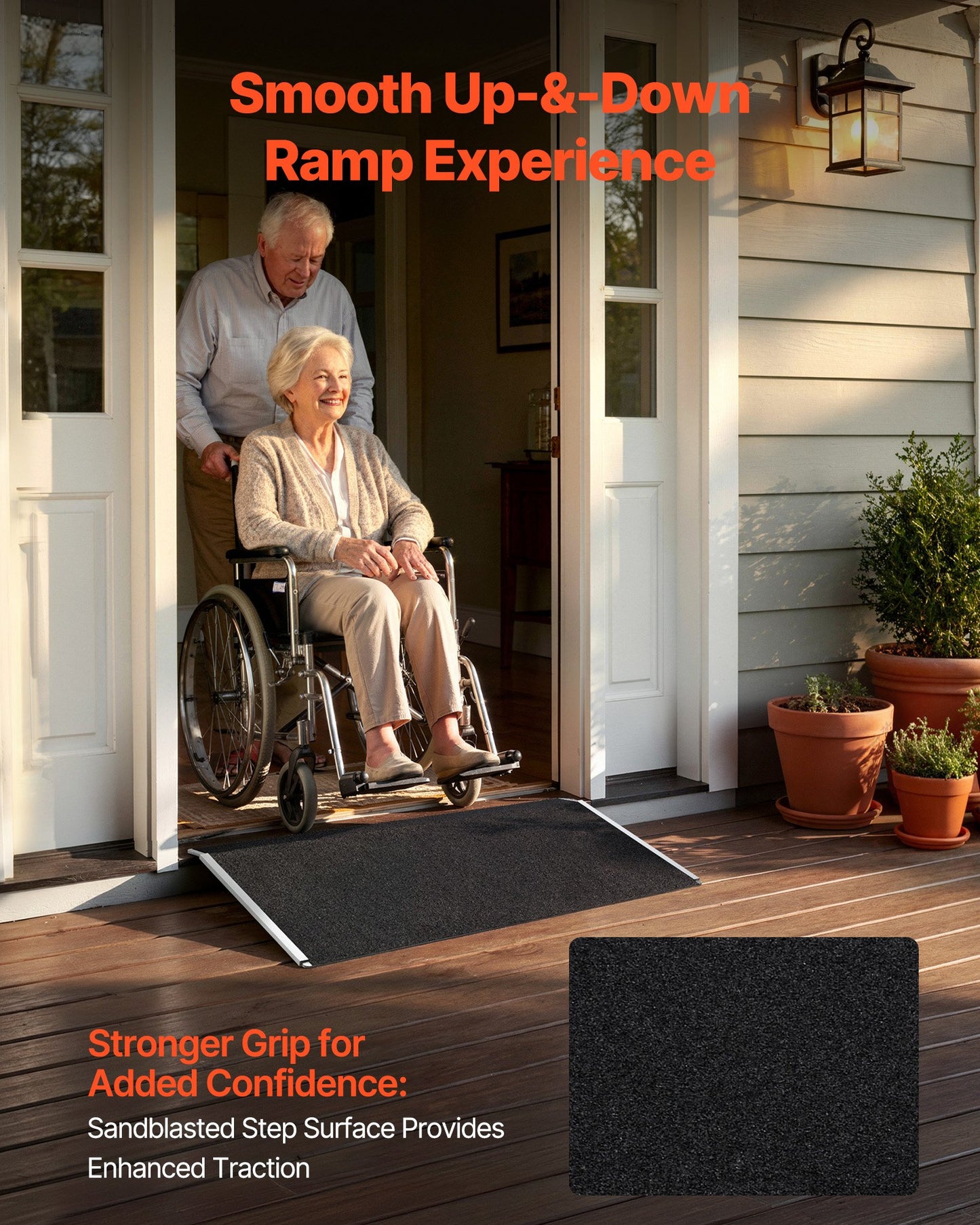 Threshold Ramp for Doorways, 810 x 390 mm, Platform Aluminum Wheelchair Ramp, Non-Slip Door Threshold Ramps, 181.4 kg Load Capacity, for Home Steps, Curbs, Wheelchairs, Walkers, Scooter, Carts