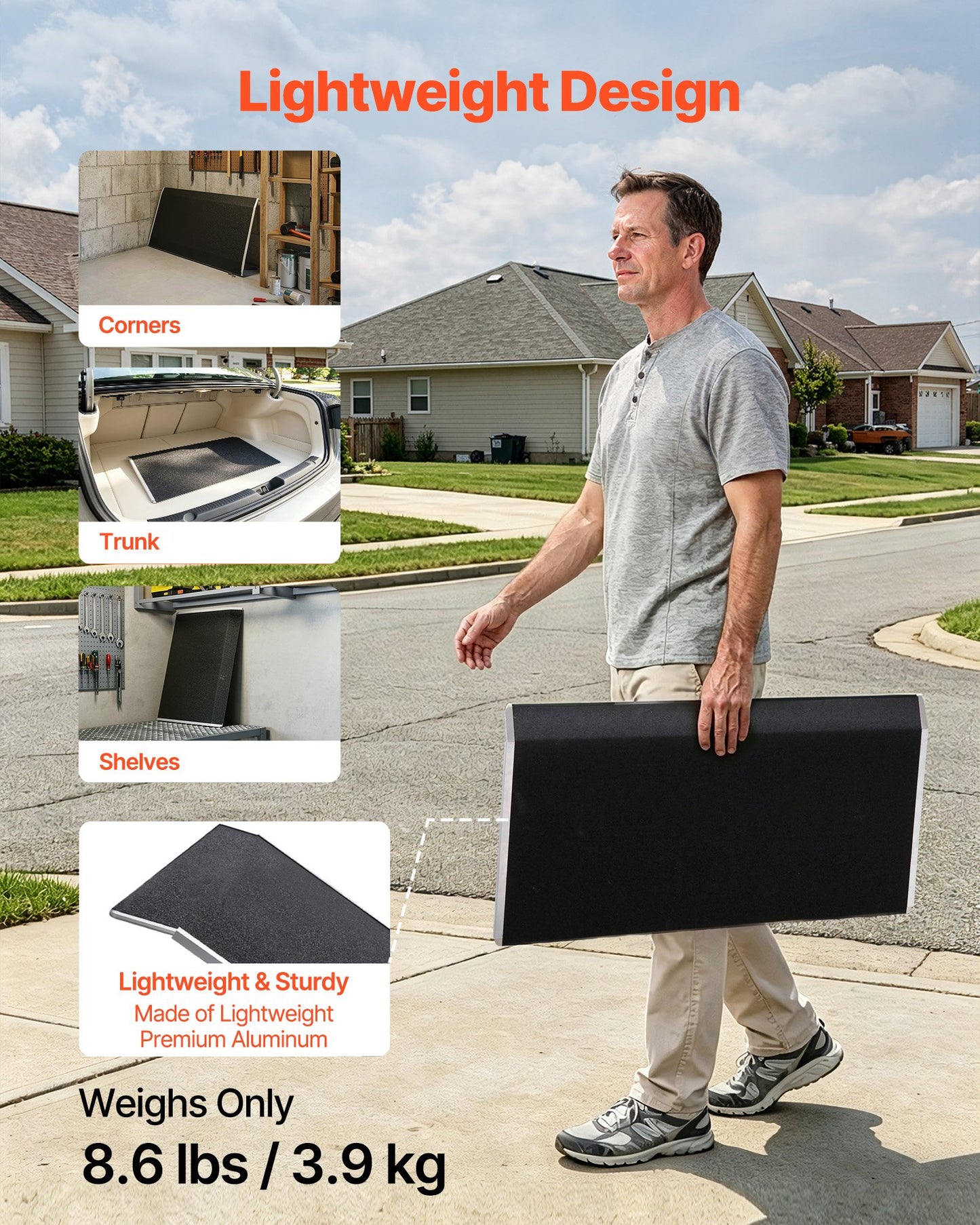Threshold Ramp for Doorways, 810 x 390 mm, Platform Aluminum Wheelchair Ramp, Non-Slip Door Threshold Ramps, 181.4 kg Load Capacity, for Home Steps, Curbs, Wheelchairs, Walkers, Scooter, Carts