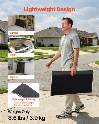 Threshold Ramp for Doorways, 810 x 390 mm, Platform Aluminum Wheelchair Ramp, Non-Slip Door Threshold Ramps, 181.4 kg Load Capacity, for Home Steps, Curbs, Wheelchairs, Walkers, Scooter, Carts