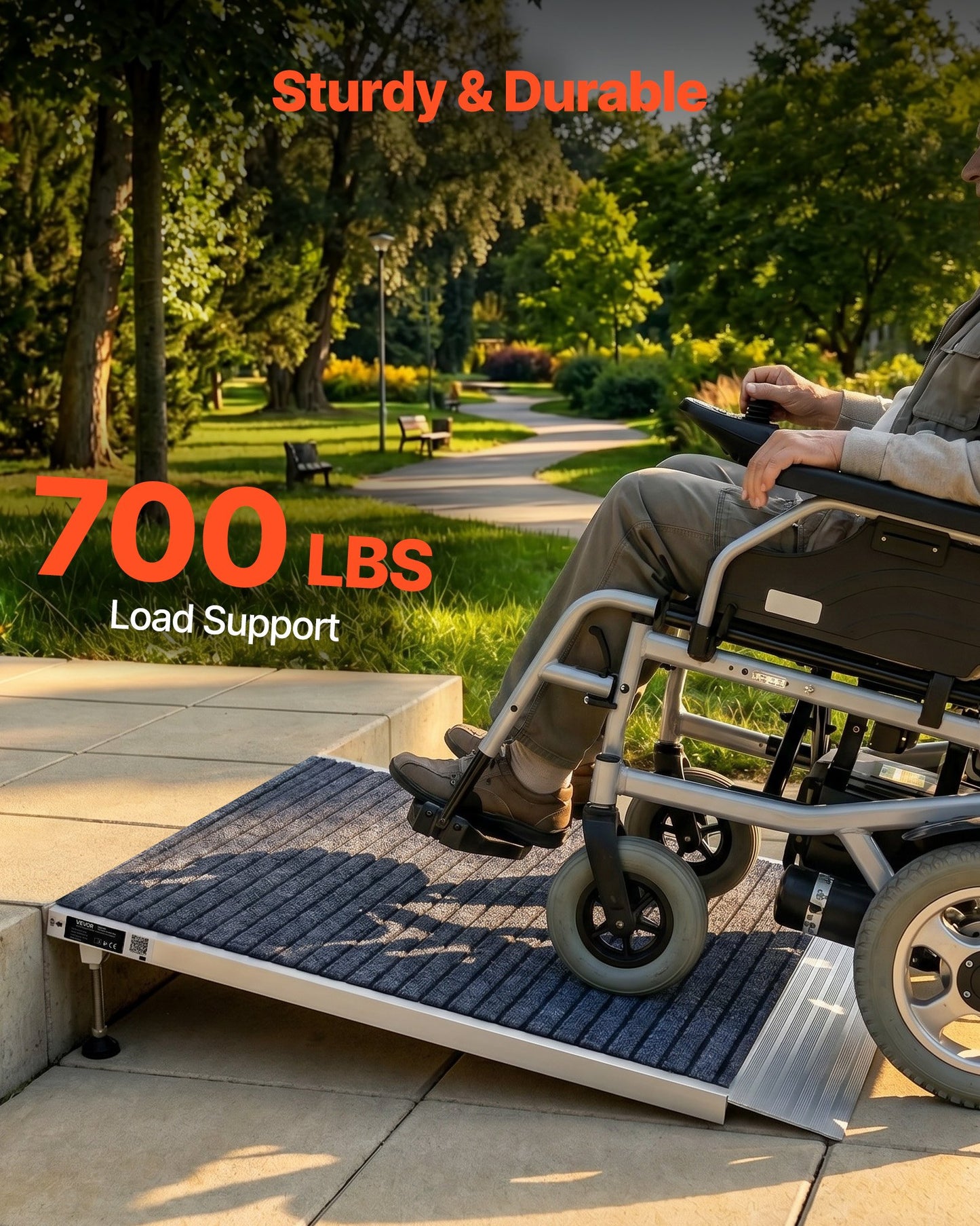 Threshold Ramp for Doorways, 915 x 915 mm, Platform Aluminum Wheelchair Ramp with Adjustable Height, Non-Slip Door Threshold Ramps, 317.5 kg Load Capacity, for Home Steps, Wheelchairs, Walkers