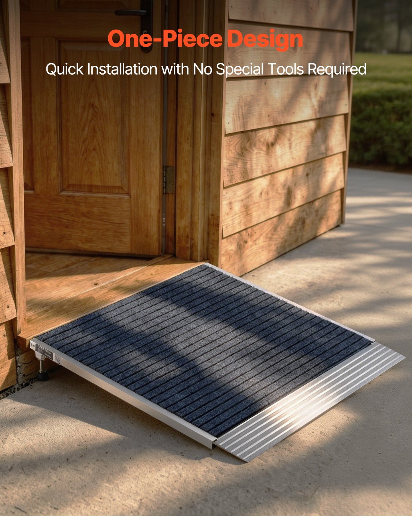 Threshold Ramp for Doorways, 915 x 915 mm, Platform Aluminum Wheelchair Ramp with Adjustable Height, Non-Slip Door Threshold Ramps, 317.5 kg Load Capacity, for Home Steps, Wheelchairs, Walkers
