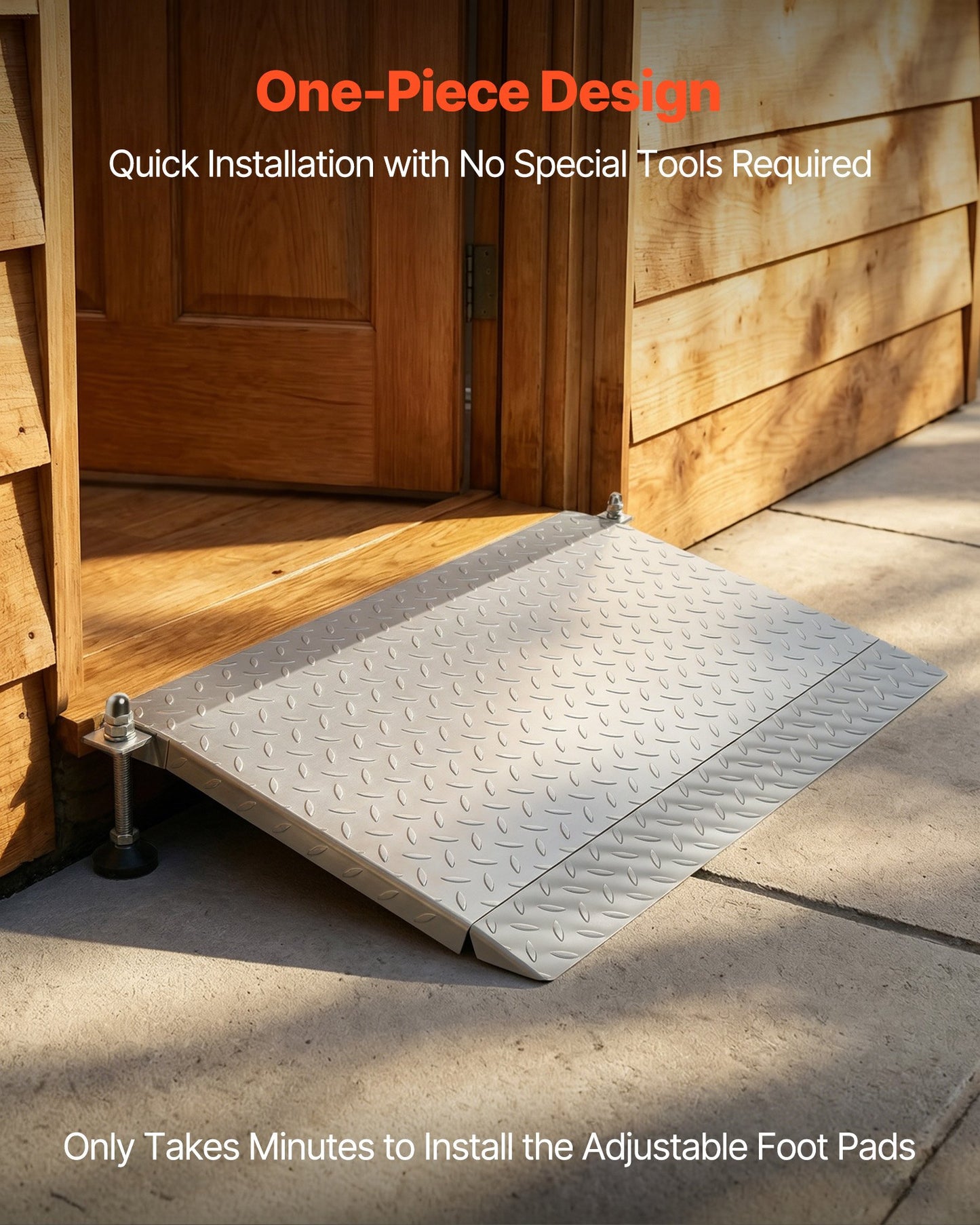 Threshold Ramp for Doorways, 1080 x 590 mm, Platform Aluminum Wheelchair Ramp with Adjustable Height, Non-Slip Door Threshold Ramps, 453.6 kg Load Capacity, for Home Steps, Wheelchairs, Walkers