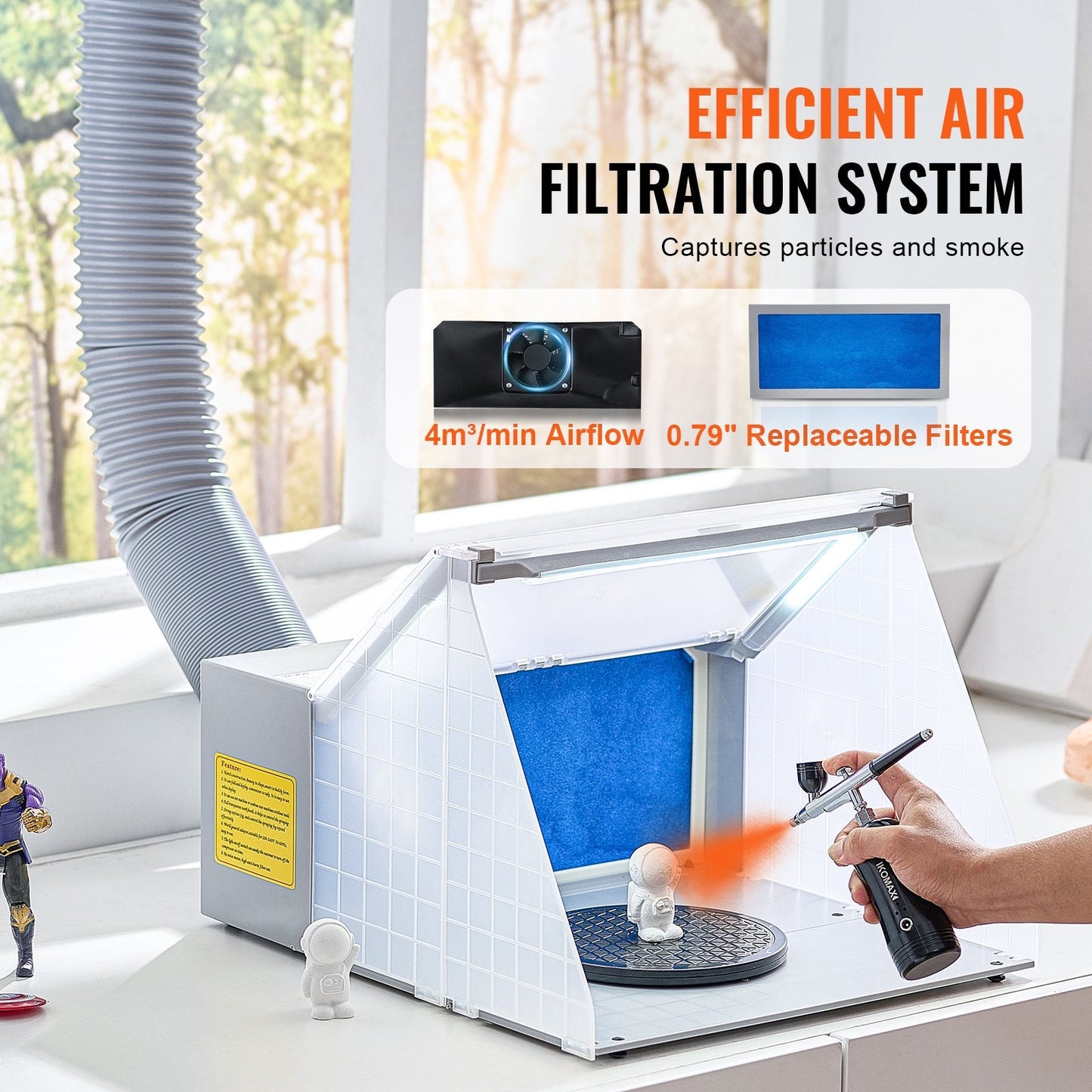 Portable Airbrush Spray Booth with LED Lighting and Detachable Accessories