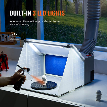 Portable Airbrush Spray Booth with LED Lighting and Detachable Accessories
