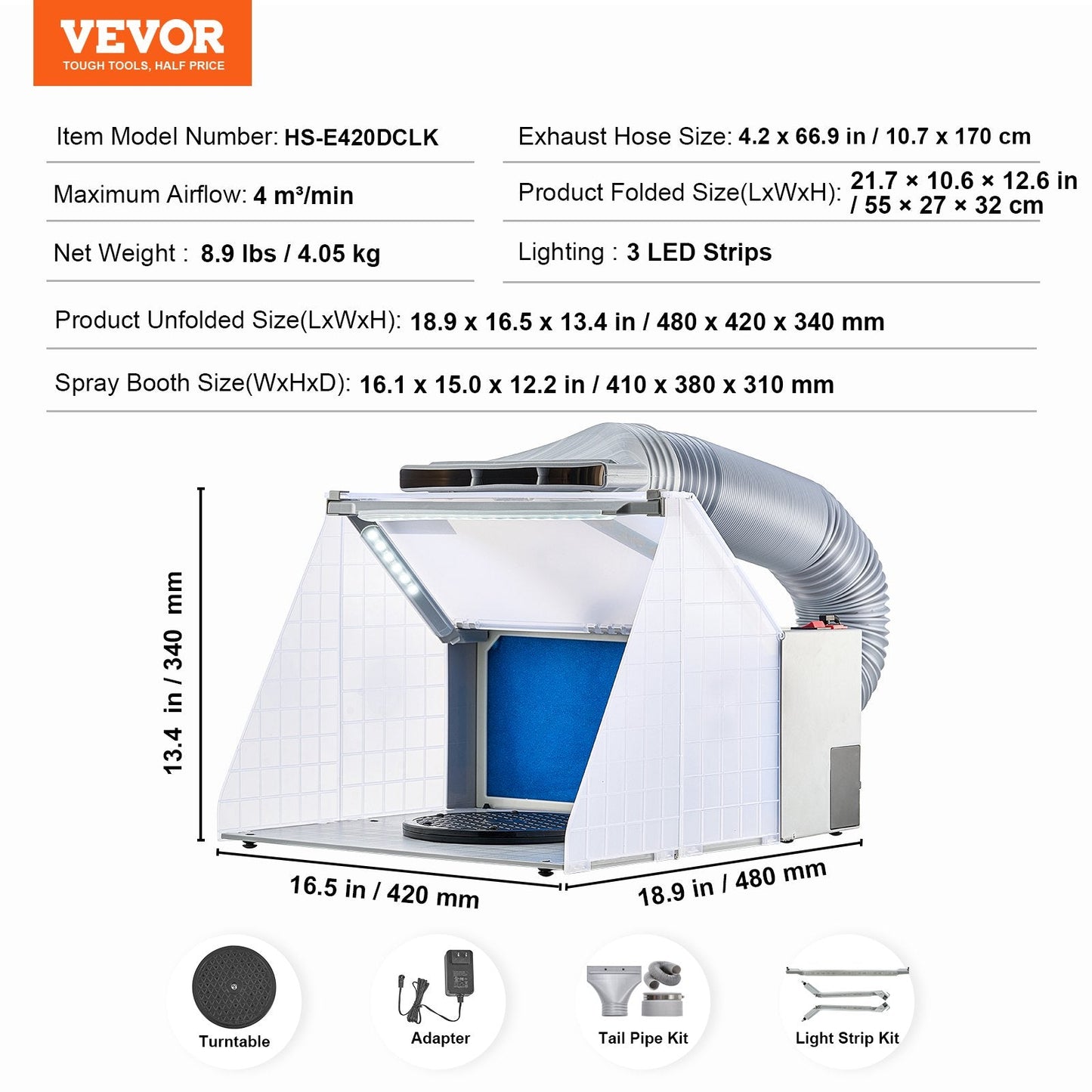 Portable Airbrush Spray Booth with LED Lighting and Detachable Accessories