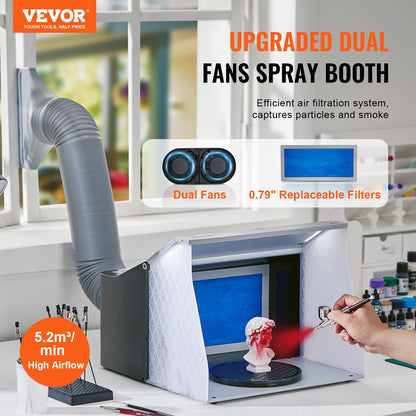 VEVOR Airbrush Spray Booth, Portable Hobby Airbrush Paint Spray Booth Kit with 4