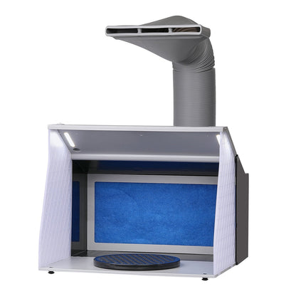 Portable Airbrush Spray Booth Kit with Dual Fans, LED Lights, and Turntable