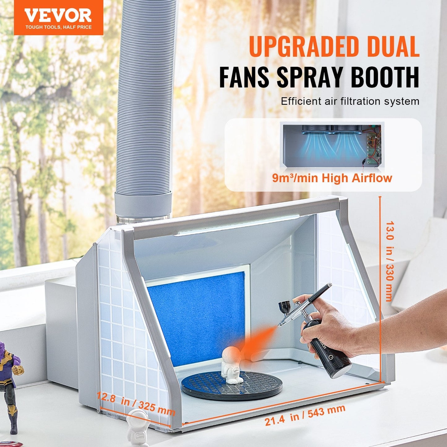 Portable Airbrush Spray Booth with Dual Fans and LED Lighting, 5.5 kg
