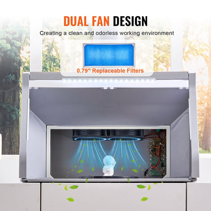 Portable Airbrush Spray Booth with Dual Fans and LED Lighting, 5.5 kg