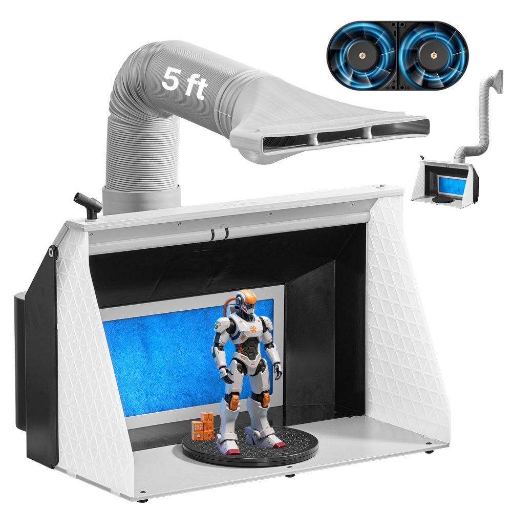 Airbrush Spray Booth, Dual Fans, 545 x 475 x 370 mm, Portable Hobby Airbrush Paint Spray Booth Kit with 3 LED Lights and