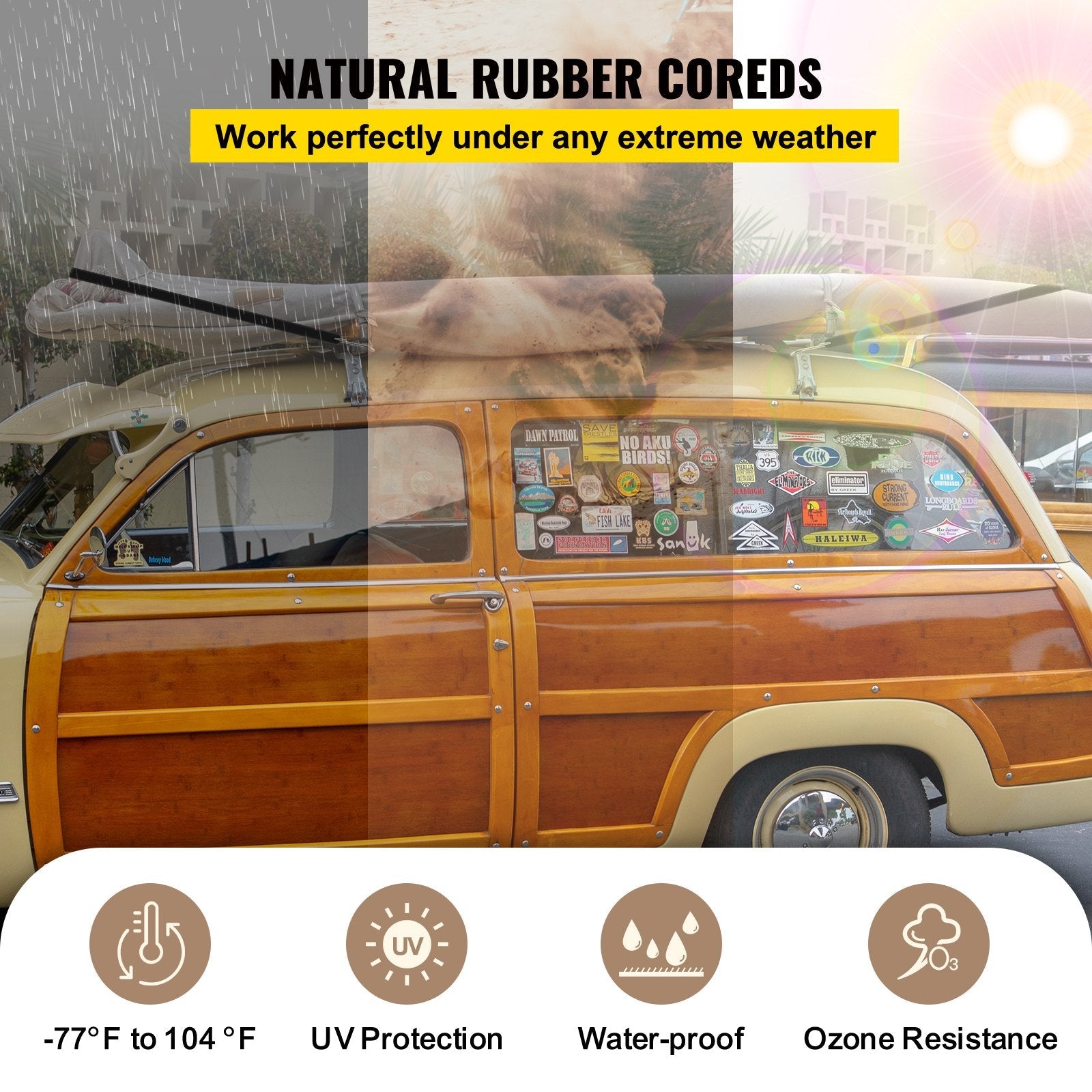 Each rubber tarp strap stretches up to 1.5 times its original length for flexible securing