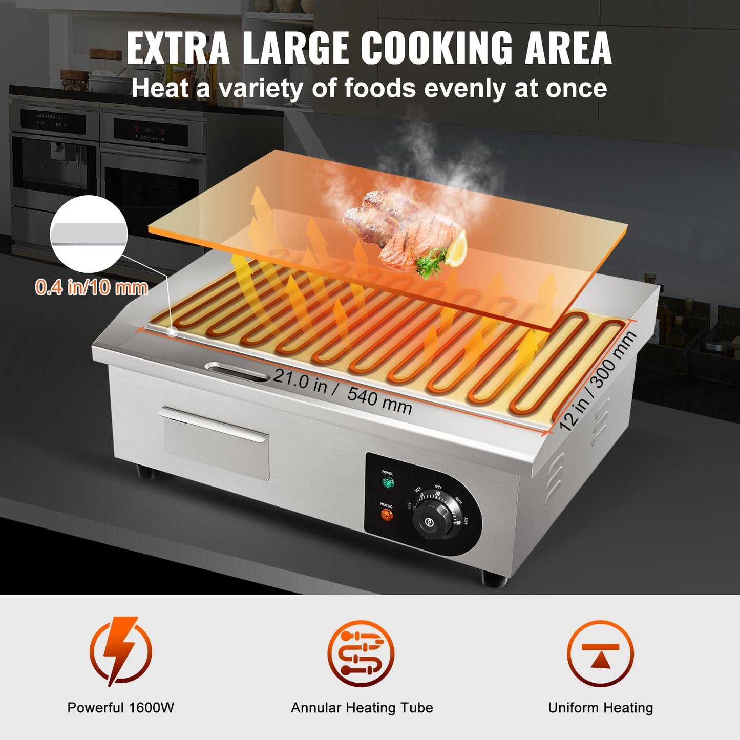 3000W 0.54m Commercial Electric Griddle with Adjustable Temperature Control