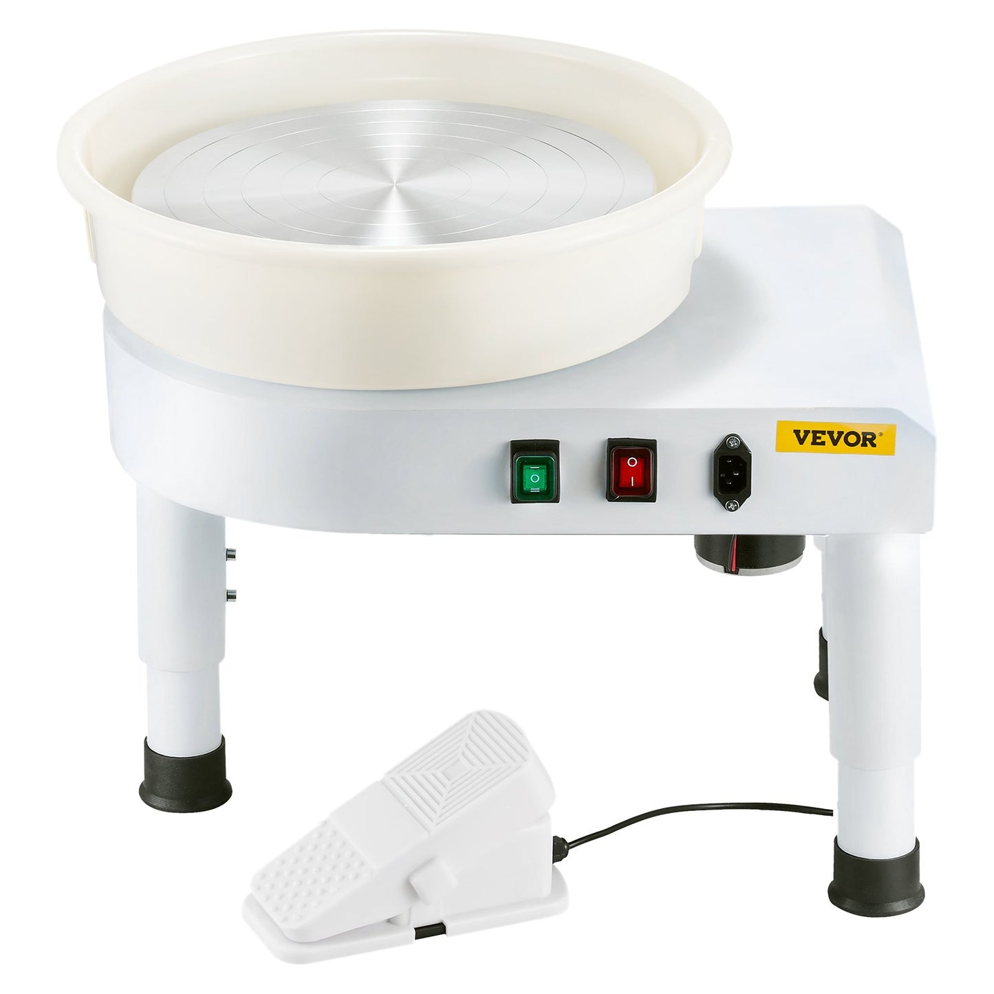 Pottery Wheel, 36cm Ceramic Wheel Forming Machine, 60-300 RPM Adjustable Speed with Foot Pedal Control, Detachable Basin, Adjustable Lift Leg, Complete Accessories for Home Pottery, DIY, White