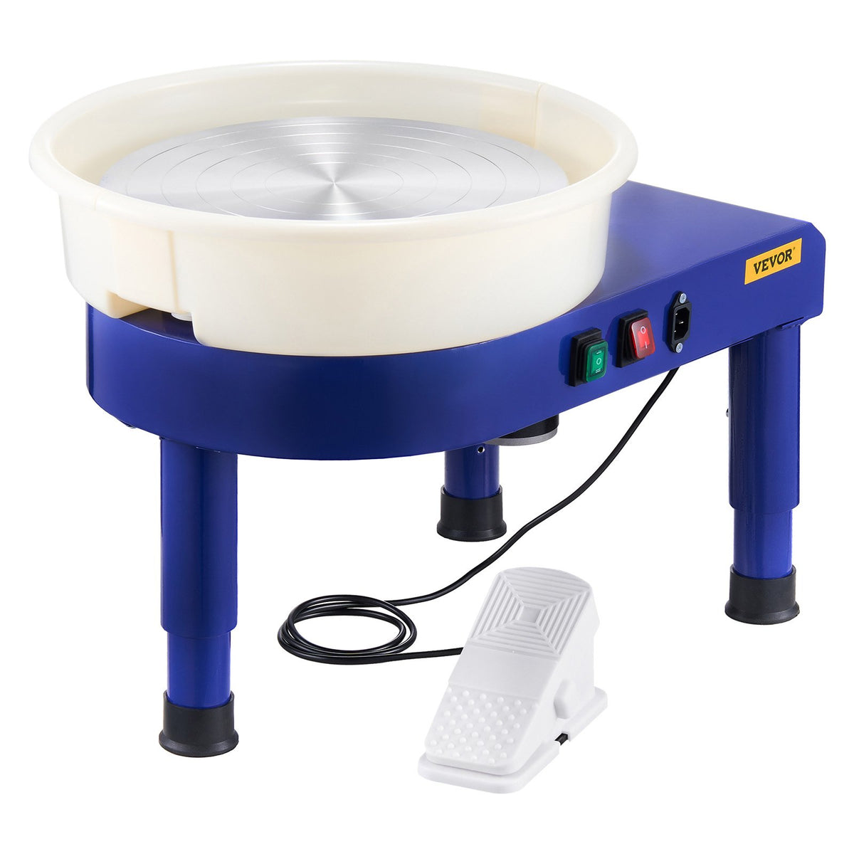 Pottery Wheel, 35 cm Ceramic Wheel Forming Machine, 60-300 RPM Adjustable Speed with Foot Pedal Control, Detachable Basin, Adjustable Lift Leg, Complete Accessories for Home Pottery, DIY, Blue