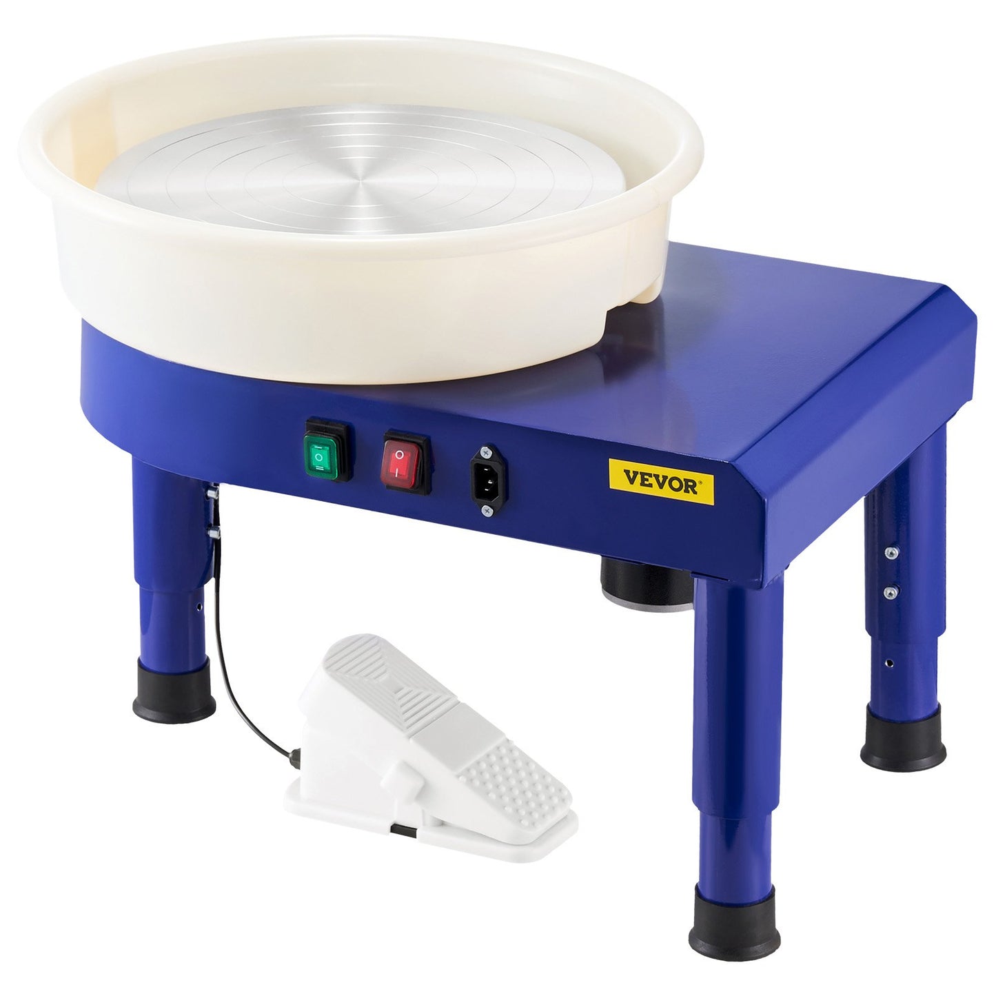 Pottery Wheel, 35 cm Ceramic Wheel Forming Machine, 60-300 RPM Adjustable Speed with Foot Pedal Control, Detachable Basin, Adjustable Lift Leg, Complete Accessories for Home Pottery, DIY, Blue