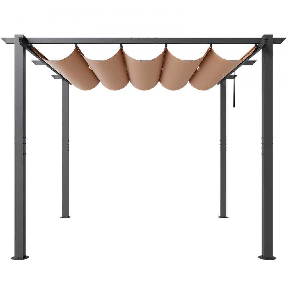 VEVOR 3x3m Outdoor Retractable Pergola with Sun Shade Canopy Aluminum Beige
