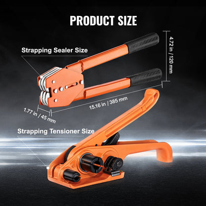 Heavy-Duty Banding Kit with Tensioner & Sealer, 300 m PET Strap, 500 kg Tension