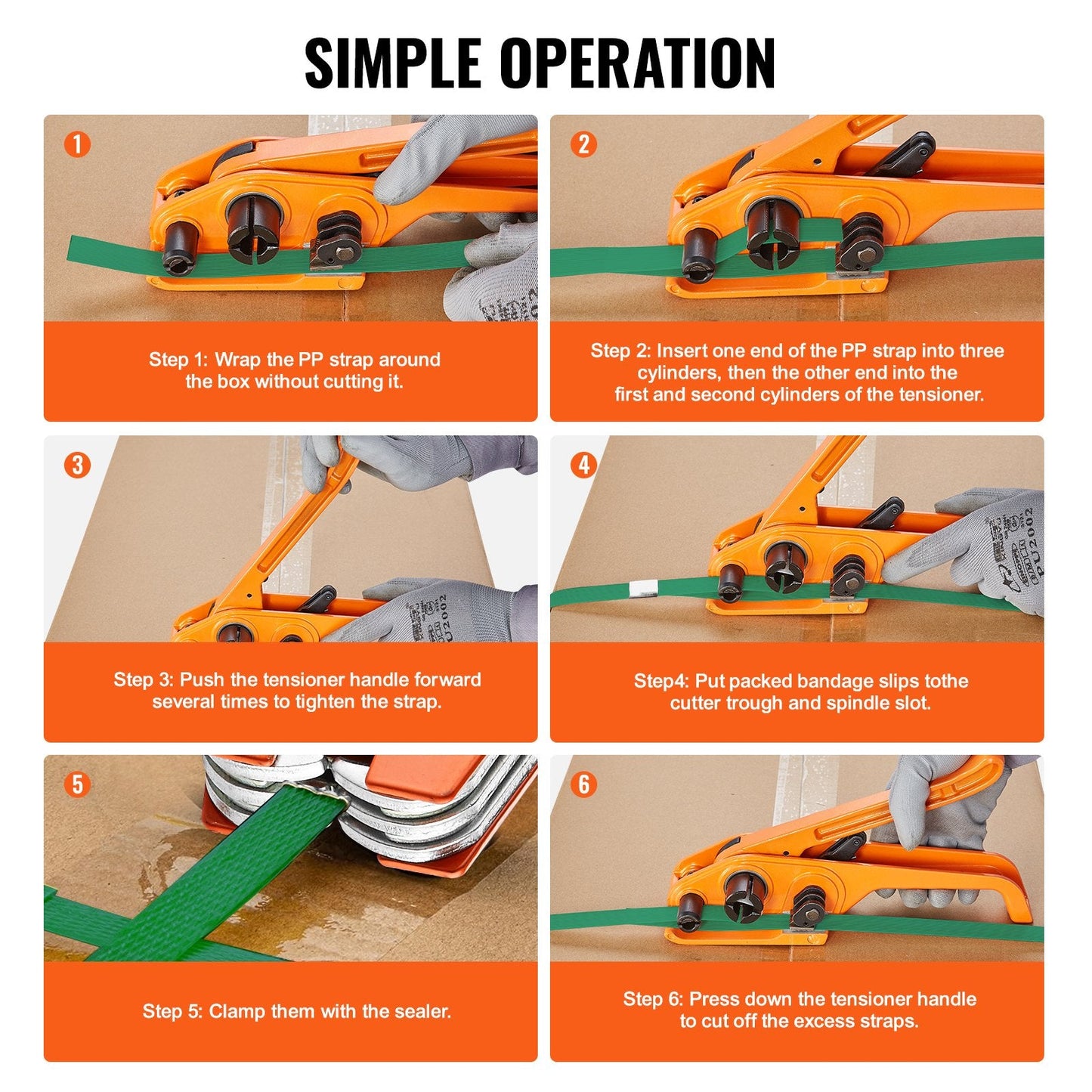 Heavy-Duty Banding Kit with Tensioner & Sealer, 300 m PET Strap, 500 kg Tension