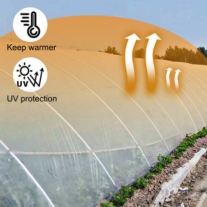 Greenhouse Film 4.5 x 12.2 m, Greenhouse Polyethylene Film 0.1524 mm Thickness, Greenhouse Plastic Greenhouse Clear Plastic Film UV Resistant, Polyethylene Film Keep Warming, Superior Strength Toughness