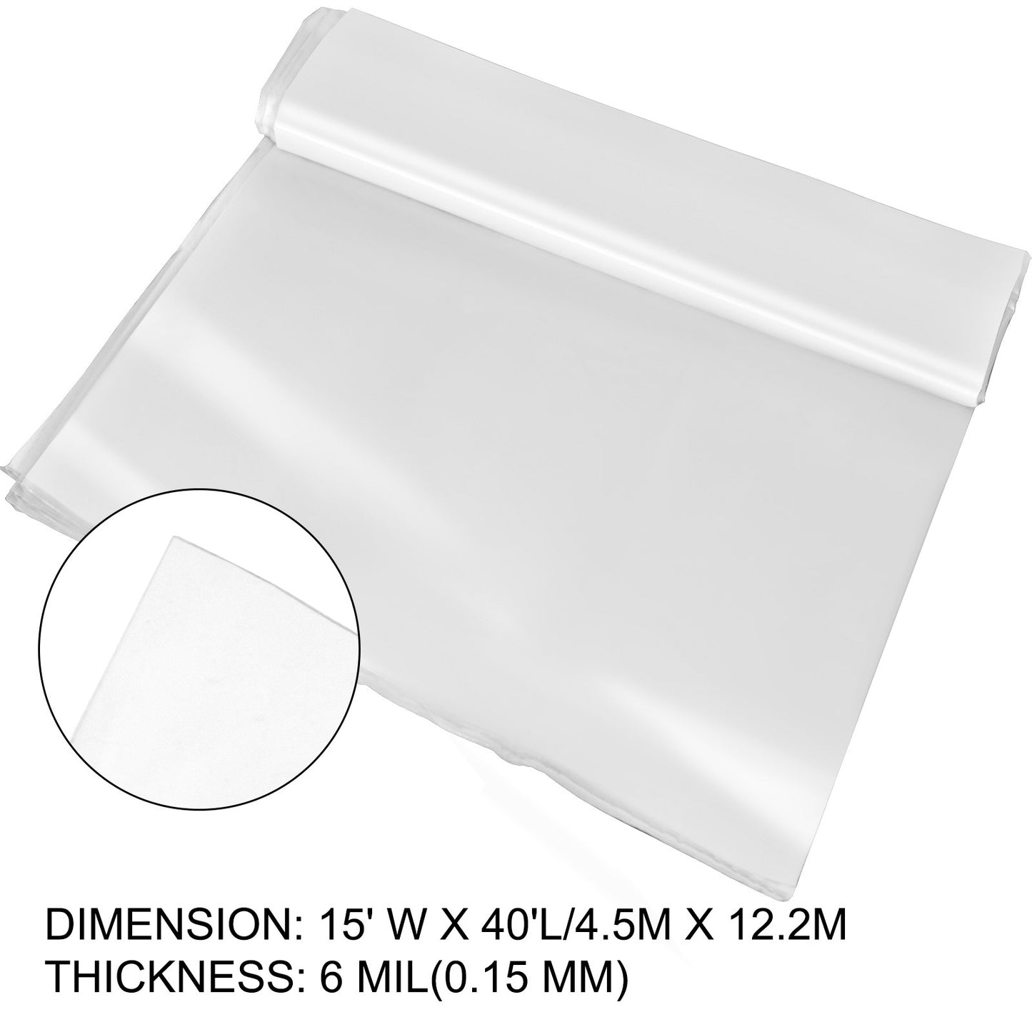 Greenhouse Film 4.5 x 12.2 m, Greenhouse Polyethylene Film 0.1524 mm Thickness, Greenhouse Plastic Greenhouse Clear Plastic Film UV Resistant, Polyethylene Film Keep Warming, Superior Strength Toughness