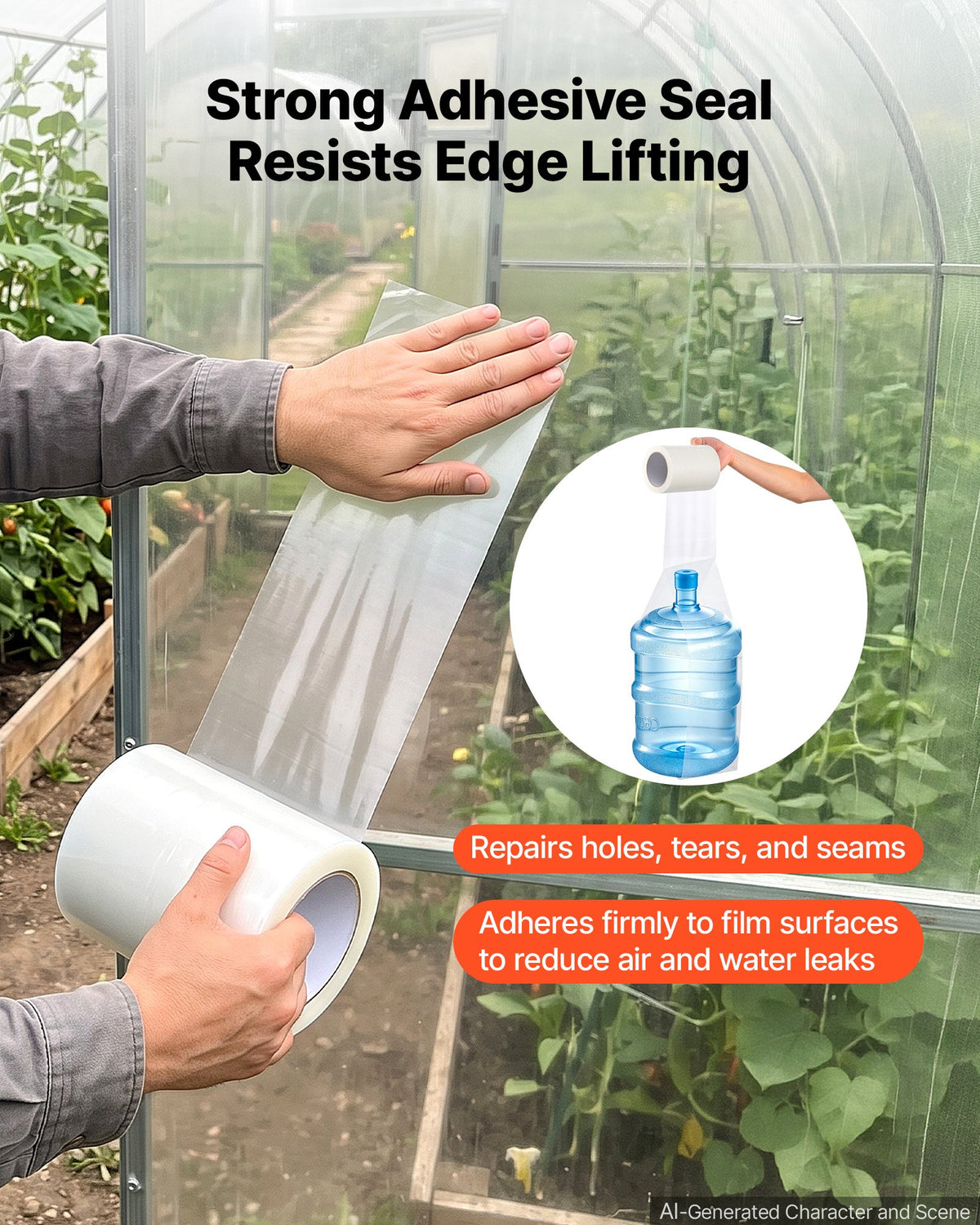 Greenhouse Repair Tape 0.15x32 m 0.15 mm Clear Polyethylene Patch, for Plastic Sheeting & Tent Seaming Sealing, Waterproof & Sun-Resistant, Heavy Duty Greenhouse Sheeting Coverings Film Tape