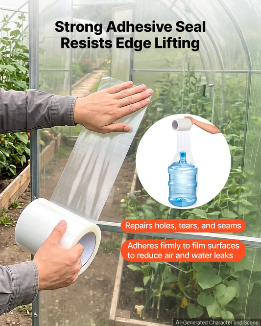 Greenhouse Repair Tape 0.15x32 m 0.15 mm Clear Polyethylene Patch, for Plastic Sheeting & Tent Seaming Sealing, Waterproof & Sun-Resistant, Heavy Duty Greenhouse Sheeting Coverings Film Tape